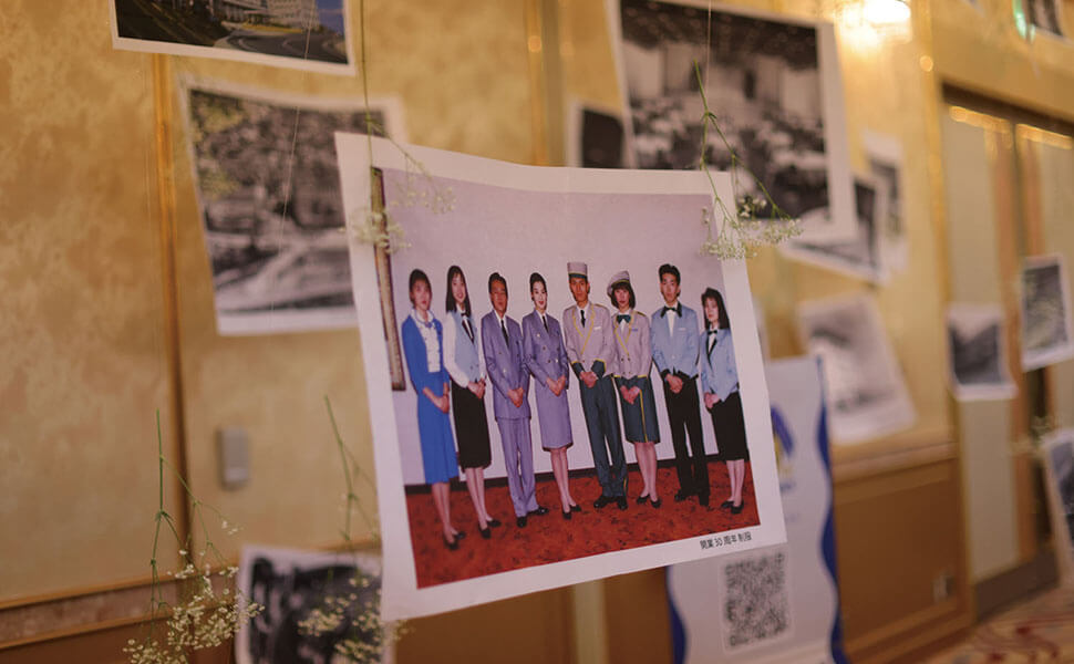 岐阜グランドホテル「開業60周年感謝のつどい」に飾られた60年間の思い出写真