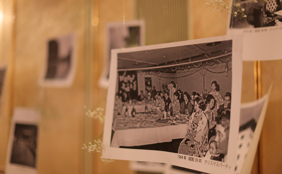 岐阜グランドホテル開業60周年感謝のつどいに飾られたモノクロ写真